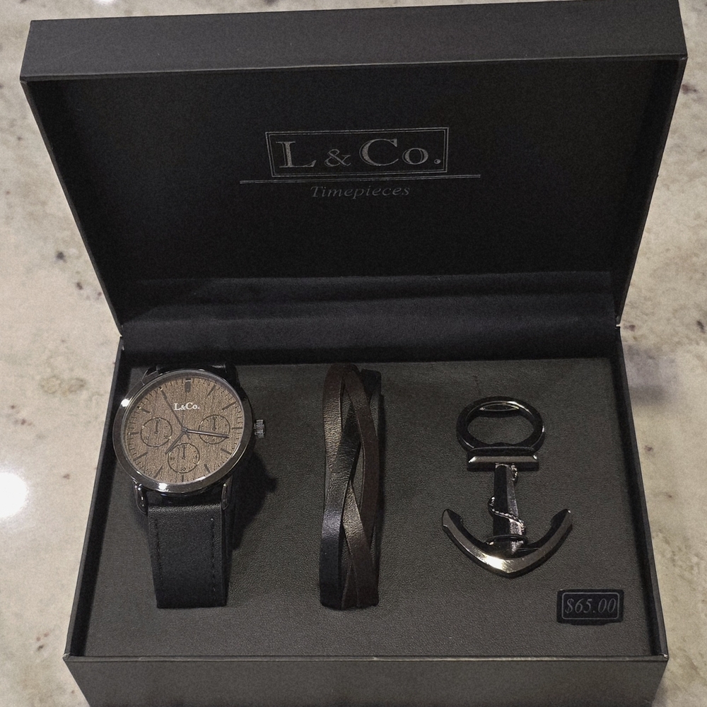 Black and Brown Men's Watch Set